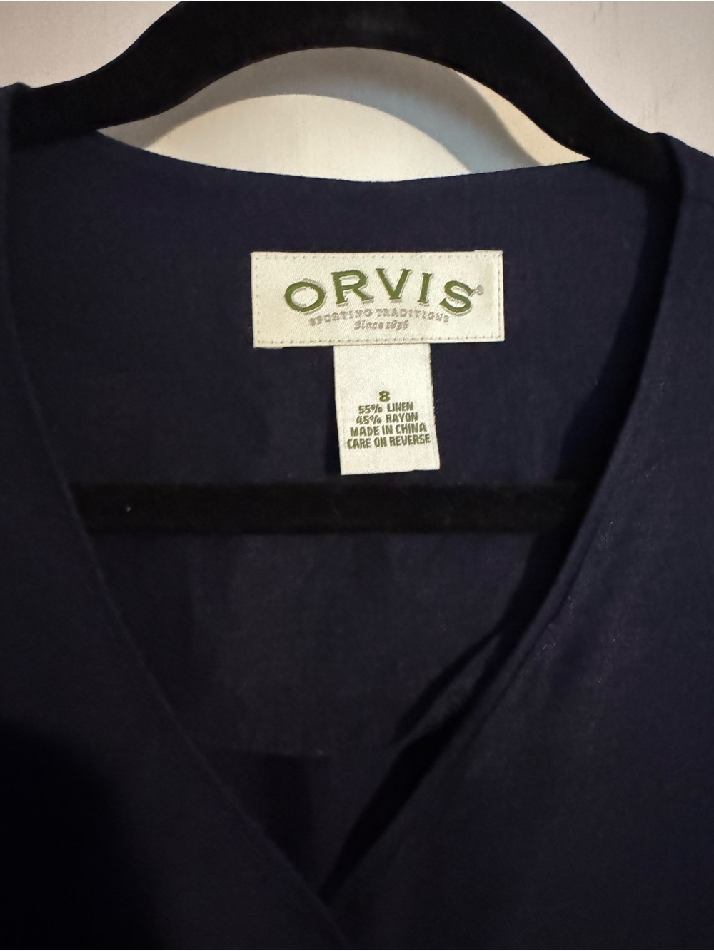 Orvis Vintage Linen Button-down Cottage Navy Women’s Dress Size 8 - Picture 4 of 7